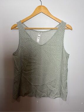 FIGS Sage Green Polka Dot V-Neck Tank Top